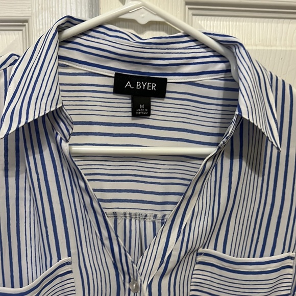 Striped Button Down Ladies Blouse - Picture 2 of 3